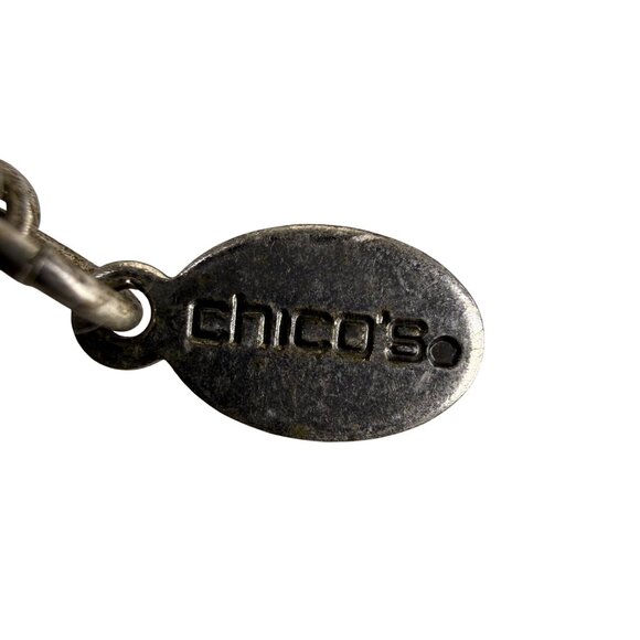 Chicos Silver Tone Chunky Hammered Disc Necklace Adjustable Length Chain - Picture 3 of 4